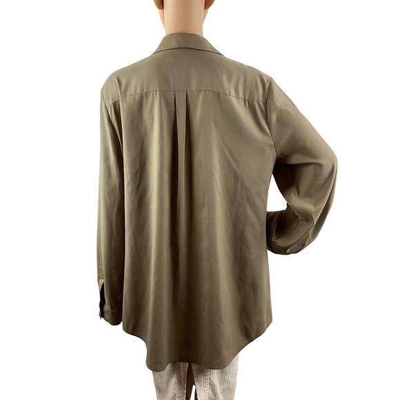Chico's Button Down Top Size L Brown Long Sleeve - Picture 5 of 7